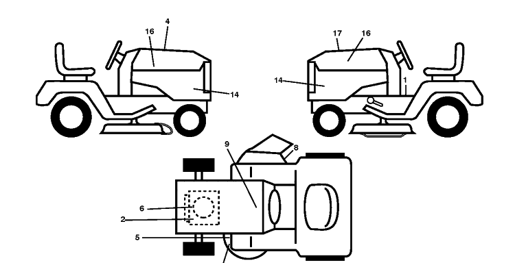 Decals Diagram and Parts List for YTH26V54 (96048001100)(2010 - 12) Husqvarna Lawn Tractor
