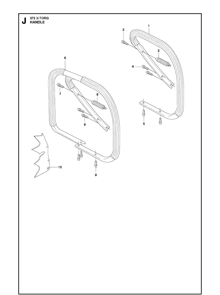 Handle 8 Diagram and Parts List for 372XP XPG X-TORQ Husqvarna Chainsaw
