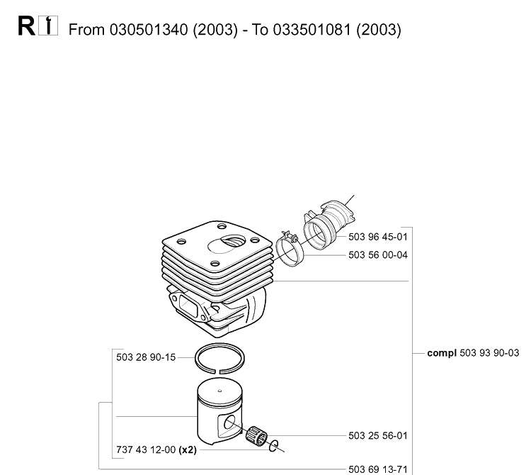 Service Updates 2 Diagram and Parts List for 365 20034400001-20051800000 Husqvarna Chainsaw
