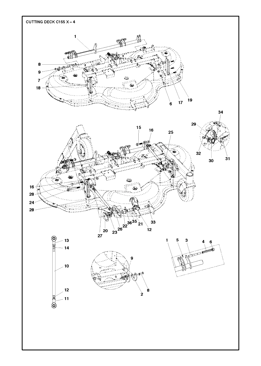61-Inch/155cm Cutting Deck 5 Diagram and Parts List for C155X (967294101)(2019-09) Husqvarna Lawn Tractor Accessories