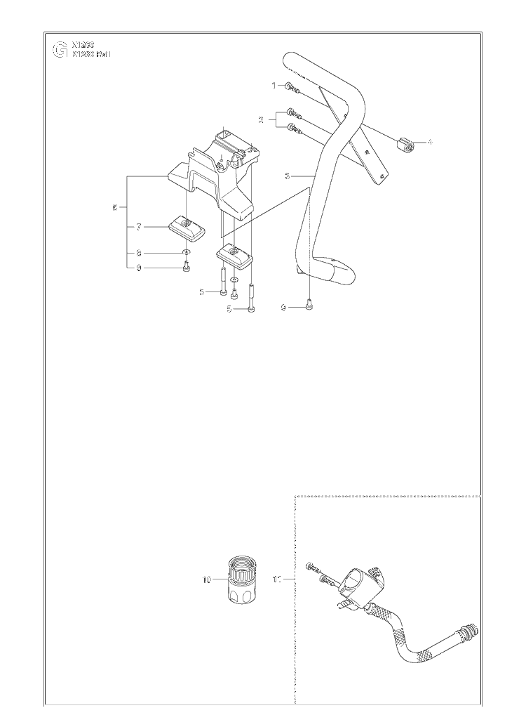 Handle Diagram and Parts List for K1260 (K1260 Rail)(2010-10) Husqvarna Table Saw Accessories