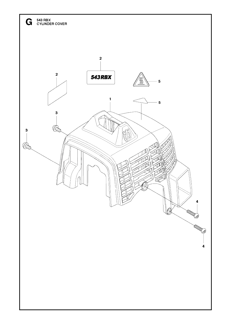 Cylinder Cover Diagram and Parts List for 543RBX 20130500001 - 20154400000 Husqvarna Brush Cutter