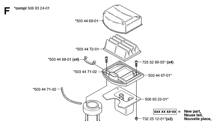 Air Filter Diagram and Parts List for PR15 (953535001)(2004-01) Husqvarna Lawn Mower
