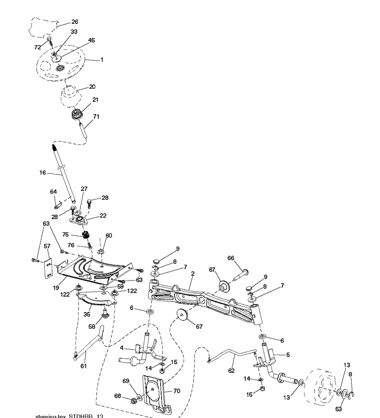 Steering Diagram and Parts List for TC130 (96051018700)(2019-04) Husqvarna Lawn Tractor