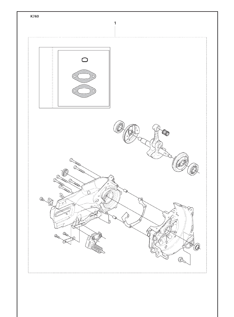 Shortblock Diagram and Parts List for K760 2009-12 Husqvarna Lawn Tractor Accessories