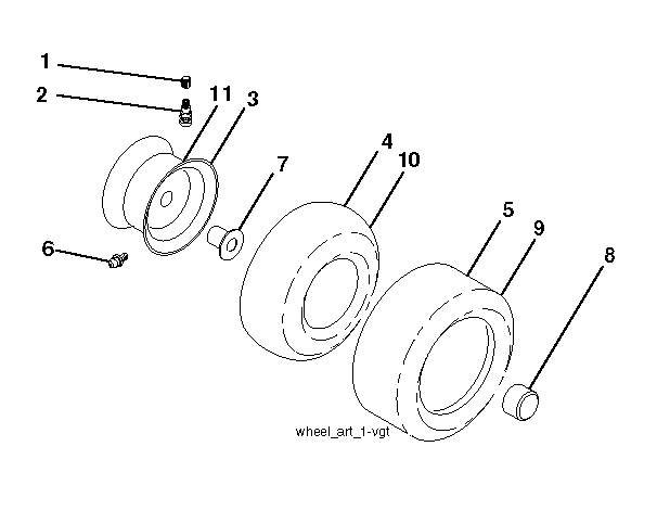 Wheels Tires Diagram and Parts List for GT48DXLS (960430233-00)(2016-11) Husqvarna Lawn Tractor