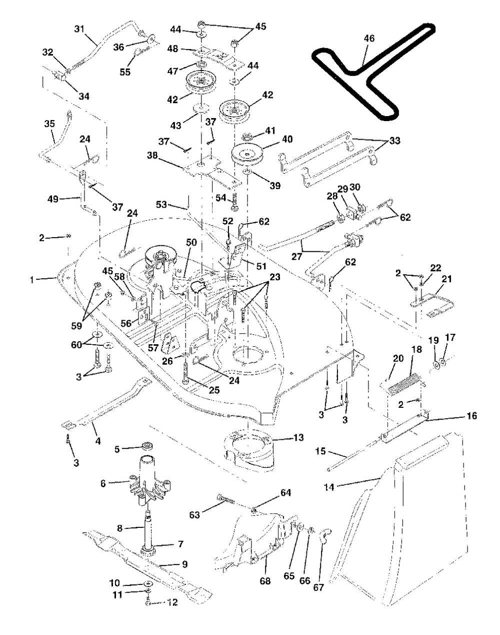 Mower Deck Diagram and Parts List for LR125 (954000522-A)(1992-12) Husqvarna Lawn Tractor