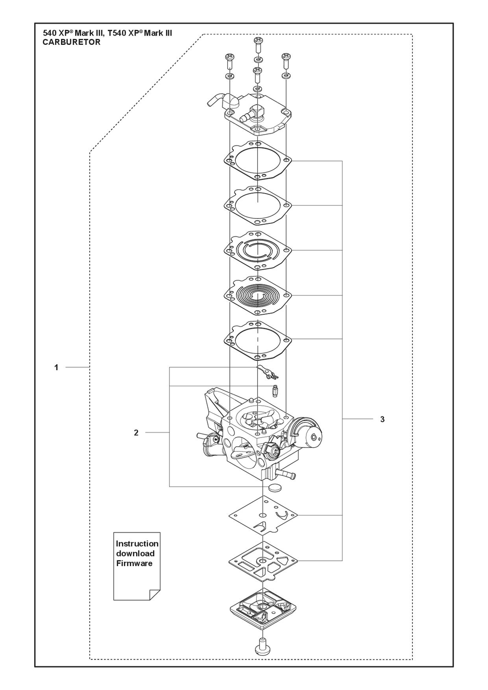 Carburetor Diagram and Parts List for T540XPMARKIII  Husqvarna Chainsaw