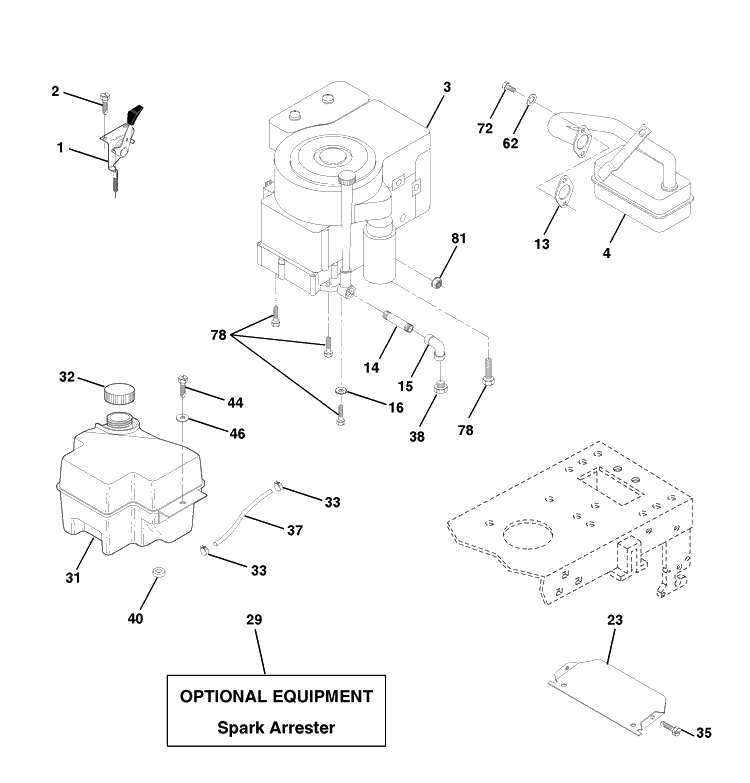 Engine Diagram and Parts List for LTH120 (954140003B)(1997-12) Husqvarna Lawn Mower