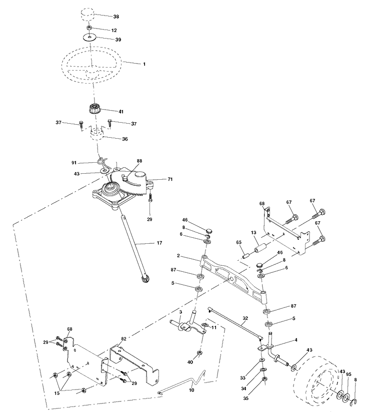 Steering Diagram and Parts List for CTH2542T (96061021800)(2007-04) Husqvarna Lawn Tractor