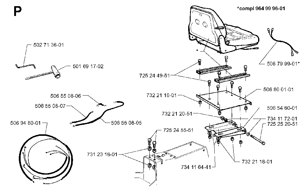 Seat Diagram and Parts List for RIDER1030BIOCLIP 1997-05 Husqvarna Lawn Tractor