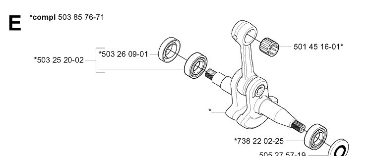 Crankshaft Diagram and Parts List for 346XP 20041000001-20070799999 Husqvarna Chainsaw