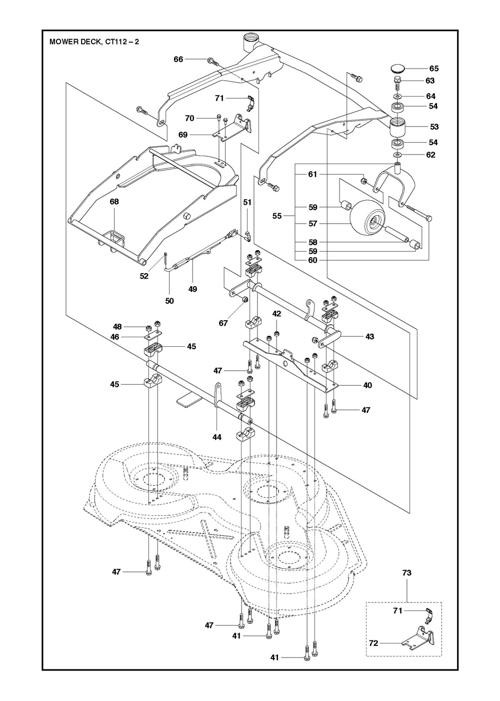 44/112cm Cutting Deck Diagram and Parts List for 112R400  Husqvarna Lawn Tractor Accessories