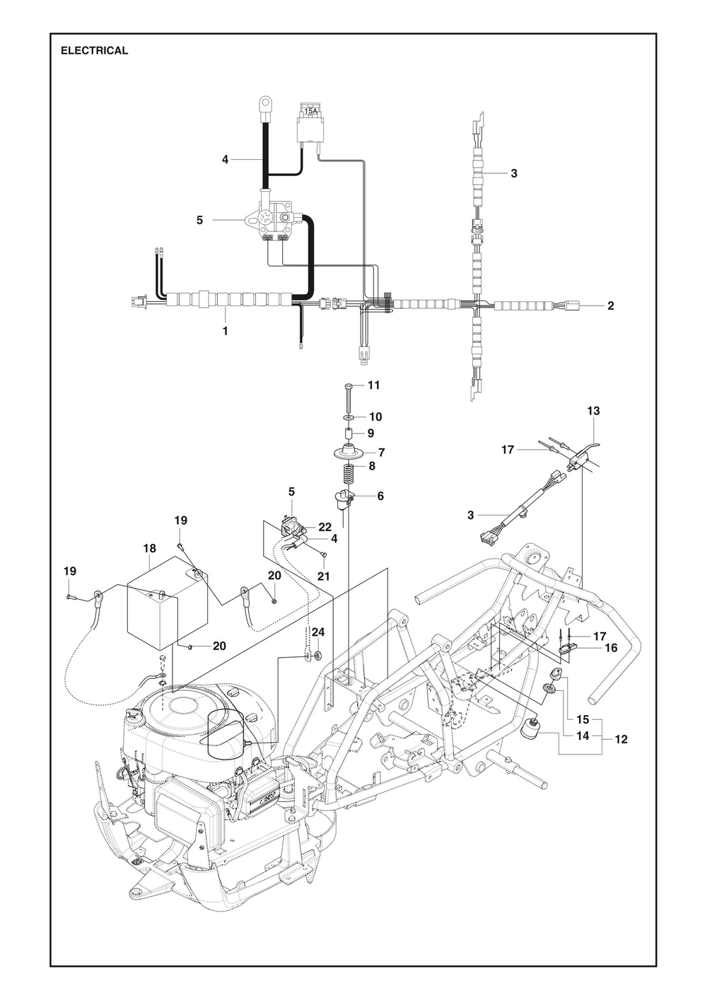 Electrical Diagram and Parts List for R112C5 2022 Husqvarna Lawn Tractor