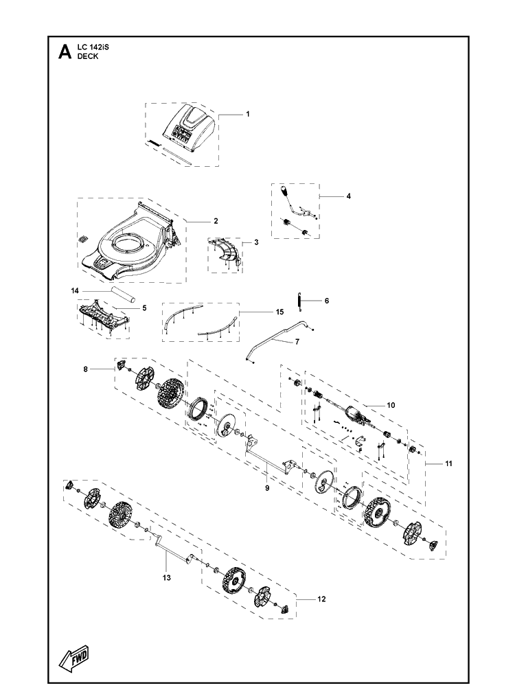 Deck Diagram and Parts List for LC142IS  Husqvarna Lawn Mower