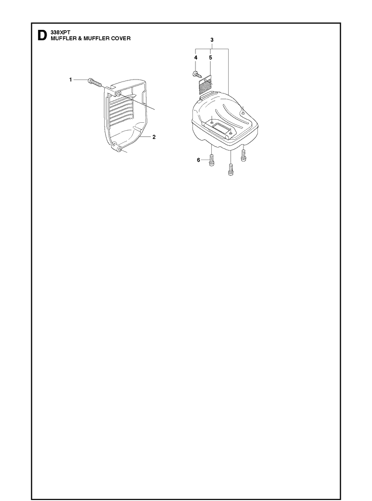 Muffler Diagram and Parts List for 338XPT 20100600001-Current Husqvarna Chainsaw