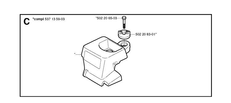 Filter Cover Diagram and Parts List for 336 20051000001-20063600000 Husqvarna Chainsaw