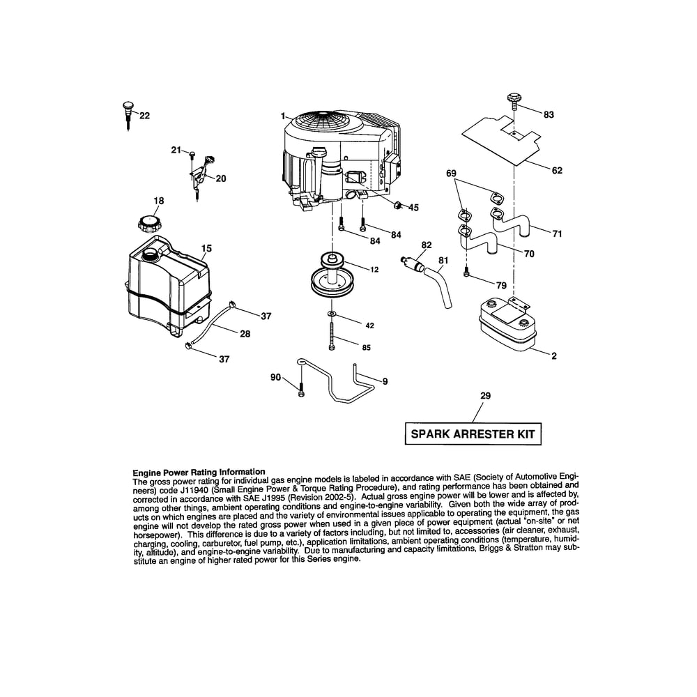 Engine Diagram and Parts List for YTH2246-917287541  Husqvarna Lawn Tractor