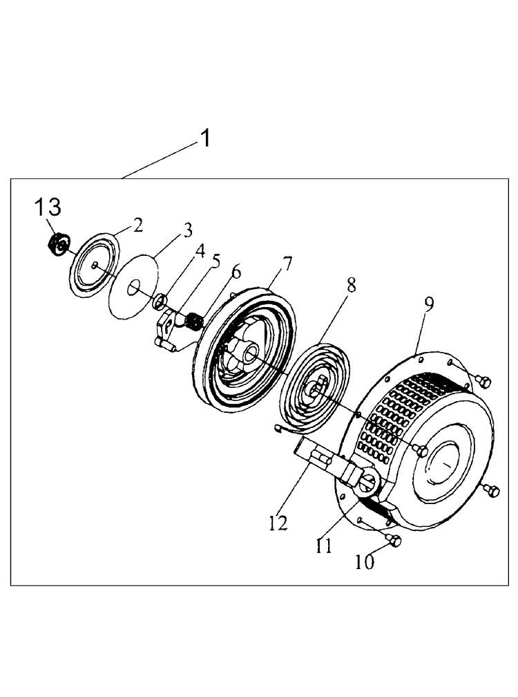 Starter 2 Diagram and Parts List for TF544  Husqvarna Cultivator