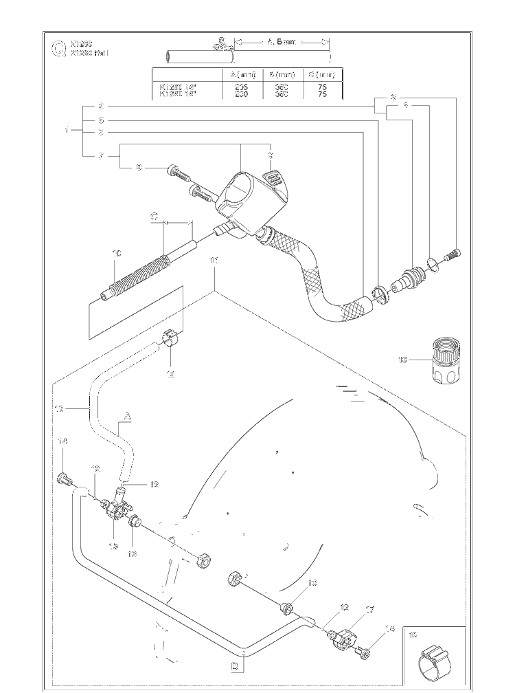 Water Hose Kit Diagram and Parts List for K1260 (K1260 Rail)(2010-10) Husqvarna Table Saw Accessories