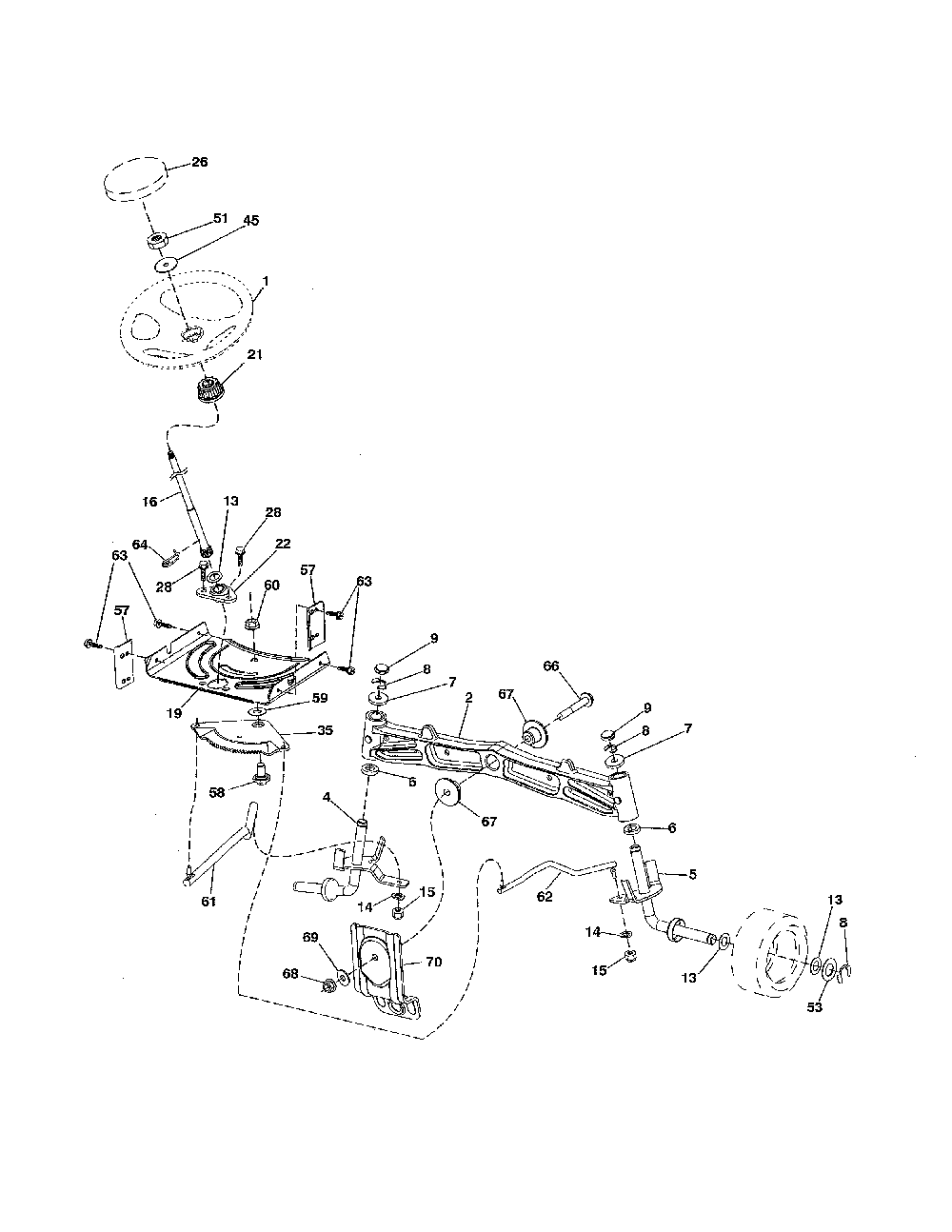 Steering Diagram and Parts List for YTH20K46-917240460  Husqvarna Lawn Tractor