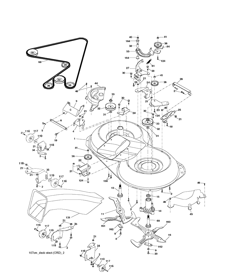 Mower Deck / Cutting Deck Diagram and Parts List for CTH150 (96061018100)(2007-04) Husqvarna Lawn Tractor