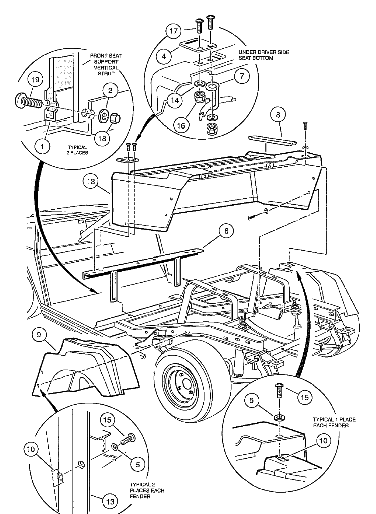 Rear Body And Fender - Gasoline Vehicle Diagram and Parts List for HUV4210GXP 2005-06 Husqvarna Lawn Tractor