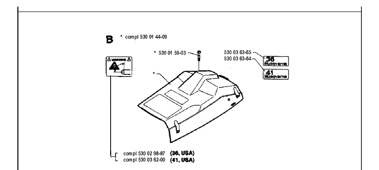 Cover Diagram and Parts List for 36 19941800001-Current Husqvarna Chainsaw