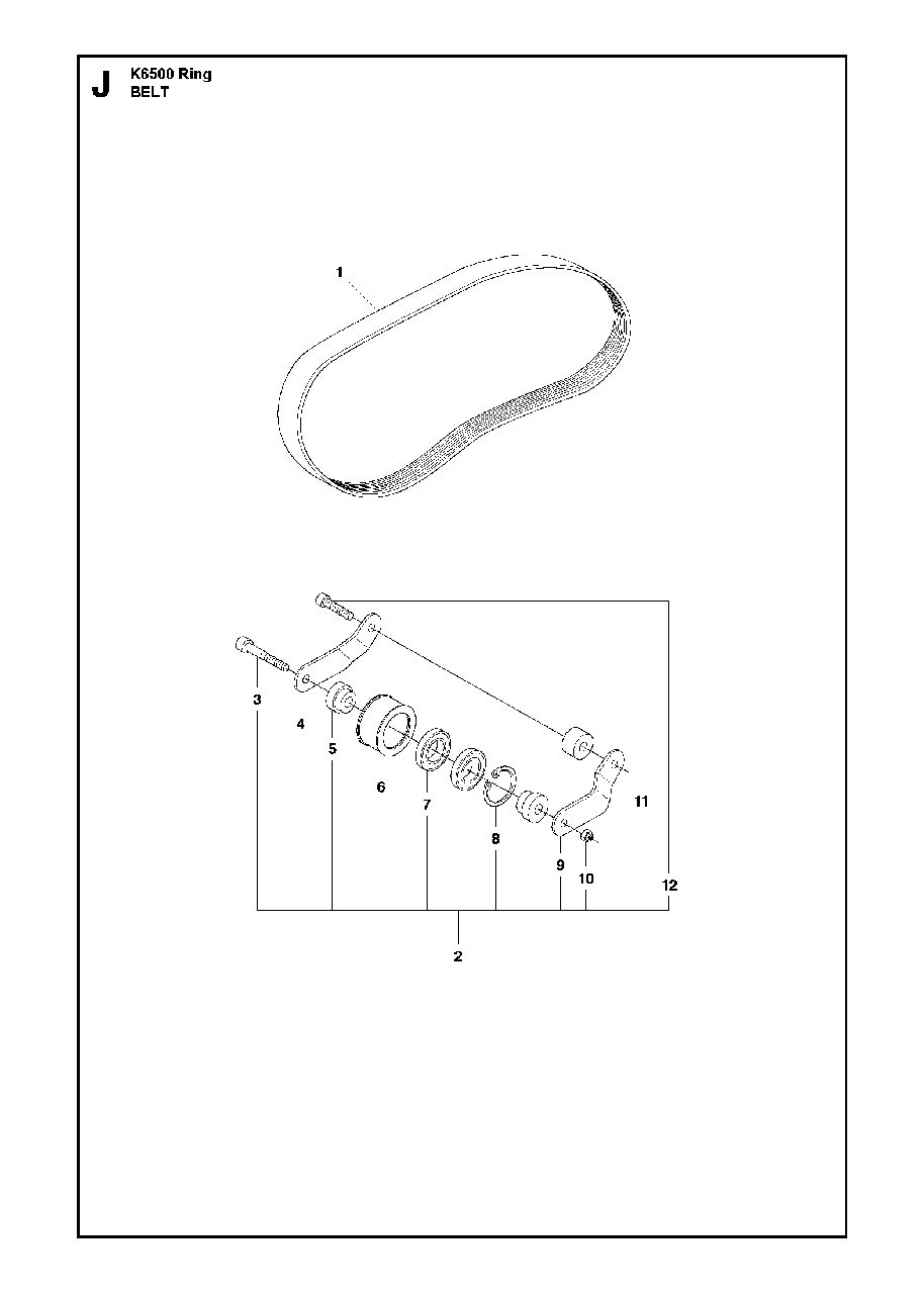Belt Diagram and Parts List for K6500RING 2013-09 Husqvarna Circular Saw