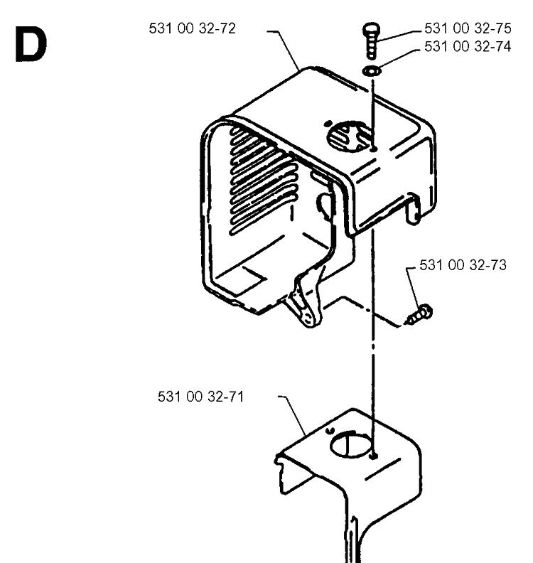 Heat Shield Diagram and Parts List for 140B 19952700001-19960900000 Husqvarna Leaf Blower / Vacuum
