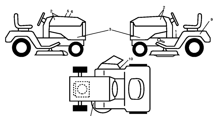 Decals Diagram and Parts List for YTH20K46 (240463)(2011- 07) Husqvarna Lawn Tractor