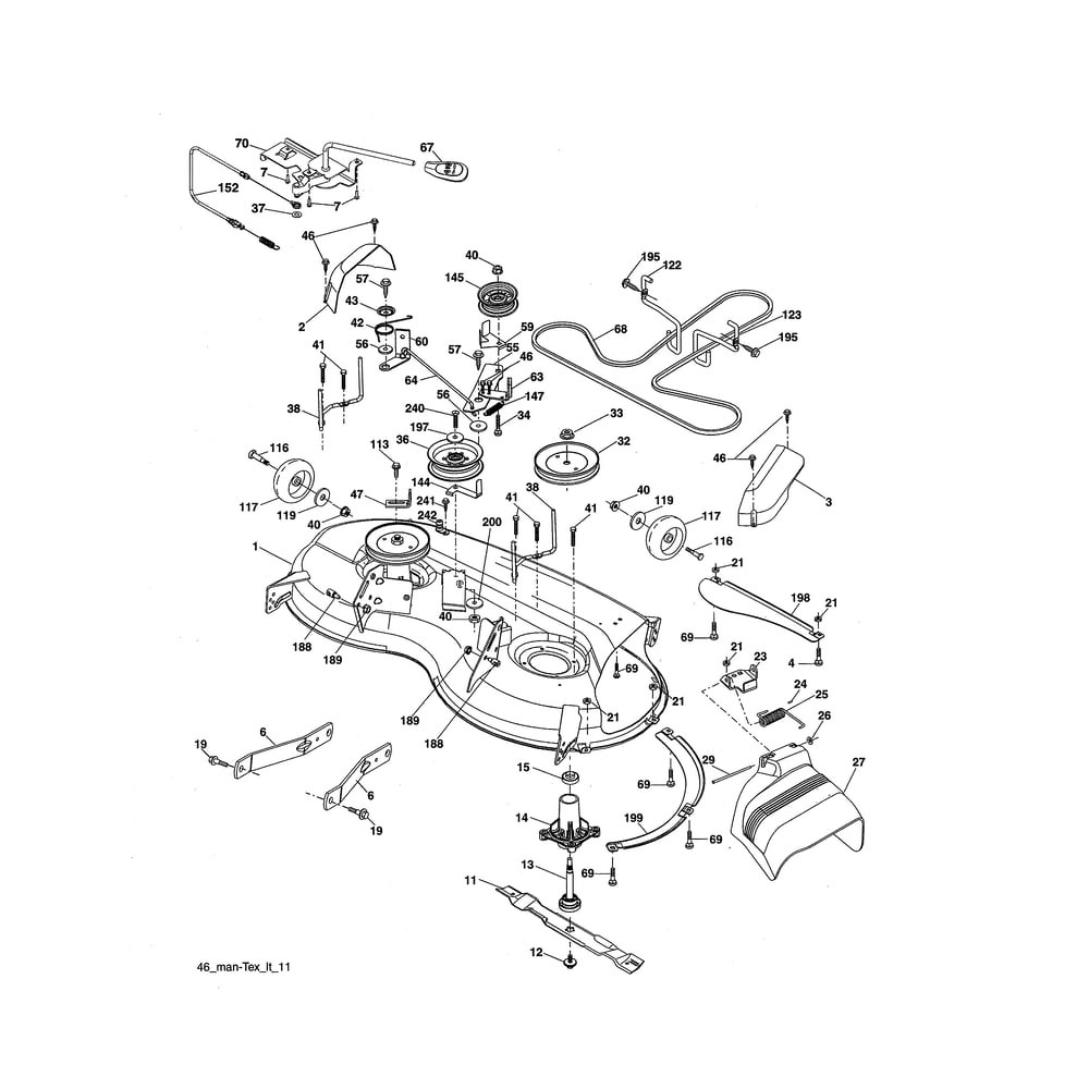 Mower Deck Diagram and Parts List for 917223905  Husqvarna Lawn Tractor
