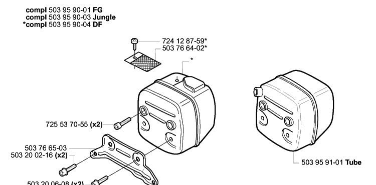 Crankshaft And Muffler Diagram and Parts List for 385EPA 2003-10 Husqvarna Chainsaw