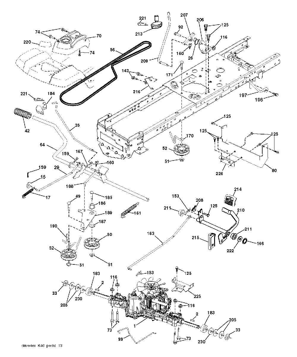 Drive Diagram and Parts List for YTH200TWIN (96041006402)(2010-01) Husqvarna Lawn Tractor