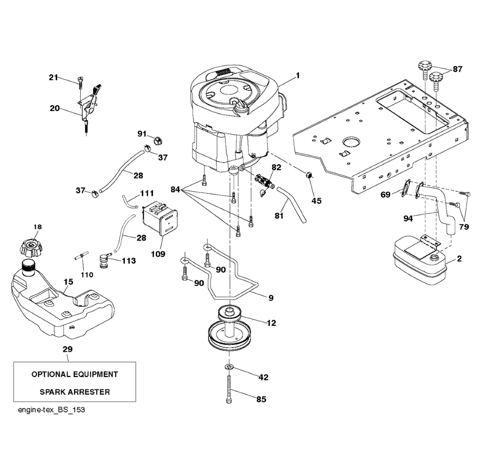 Engine 2 Diagram and Parts List for YTH1842 (917243820)(2017-12) Husqvarna Lawn Tractor