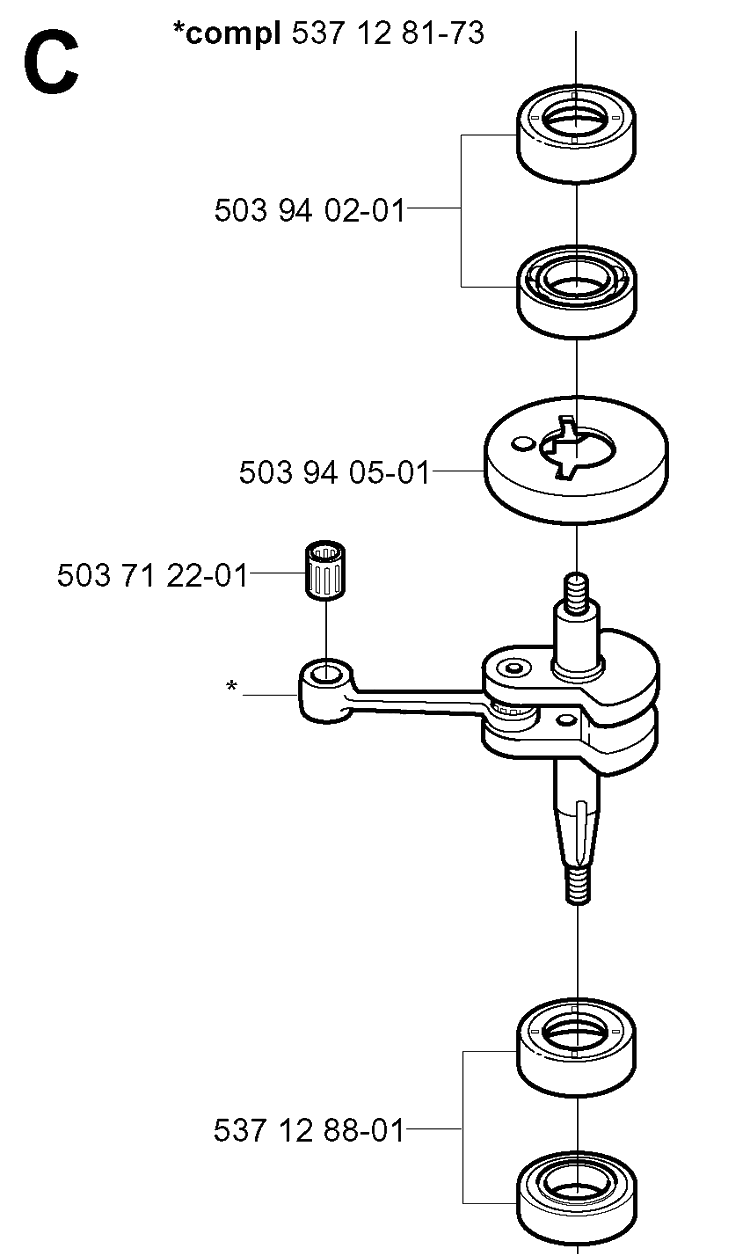 Crankshaft Diagram and Parts List for 325HS99 (X-SERIES)(20004000001-20030100000) Husqvarna Hedge Trimmer