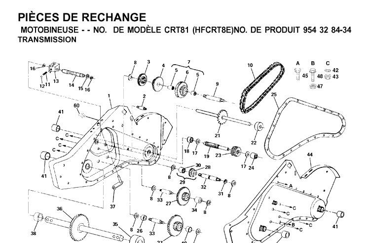Transmission Diagram and Parts List for CRT81 (HFCRT8E)(2001-01) Husqvarna Cultivator