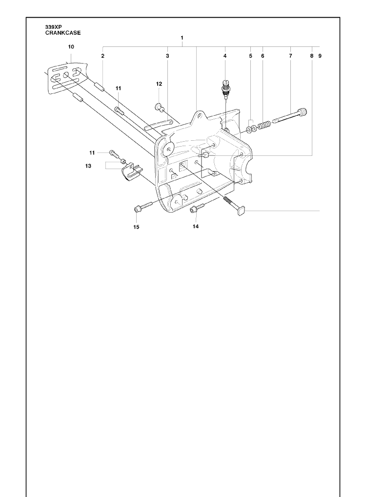 Crankcase Diagram and Parts List for 339XP 2010-02 Husqvarna Chainsaw