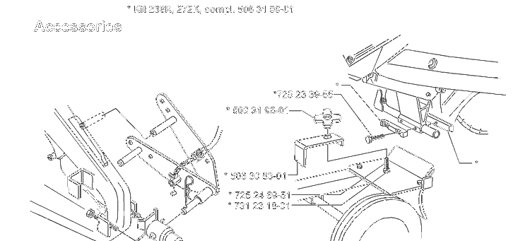 Accessories Diagram and Parts List for KV03 2000-03 Husqvarna Table Saw Accessories
