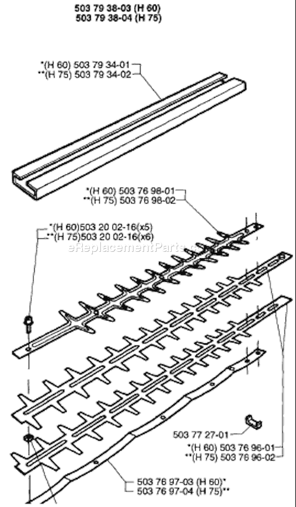 Page F Diagram and Parts List for 225H 1997-02 Husqvarna Trimmer