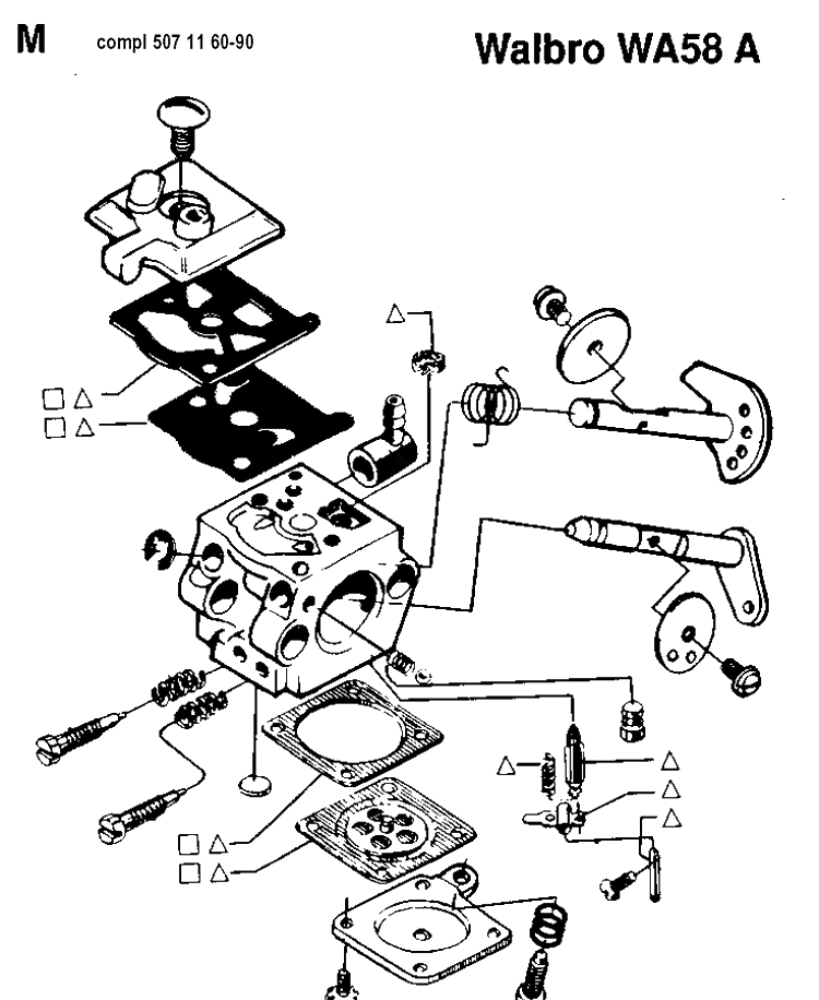 Carburetor Details Diagram and Parts List for 35 19902200001-Current Husqvarna Chainsaw