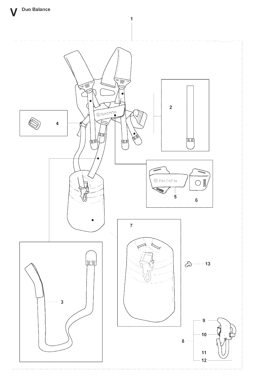 Harness Diagram and Parts List for 327LX 20080900001 - 20090100000 Husqvarna Trimmer