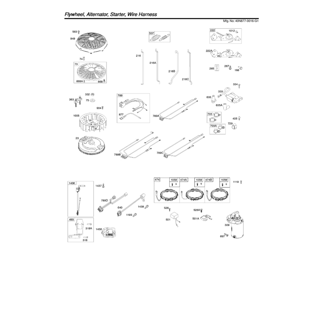 Engine >> Flywheel/Alternator/Wire Harness Diagram and Parts List for 96043030200  Husqvarna Lawn Tractor