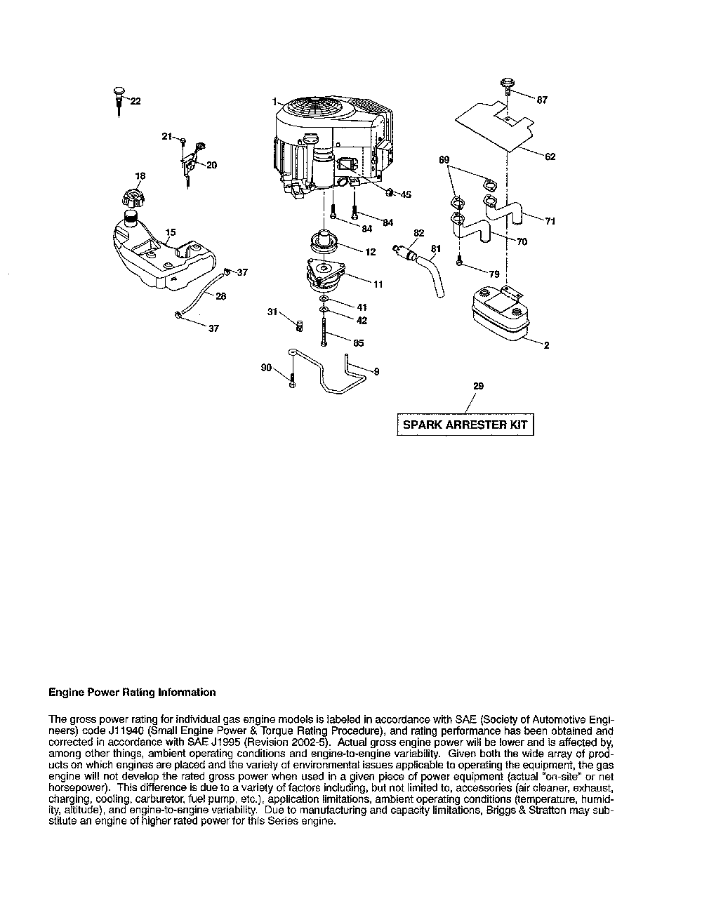 Engine Diagram and Parts List for YTH2348-917286560  Husqvarna Lawn Tractor
