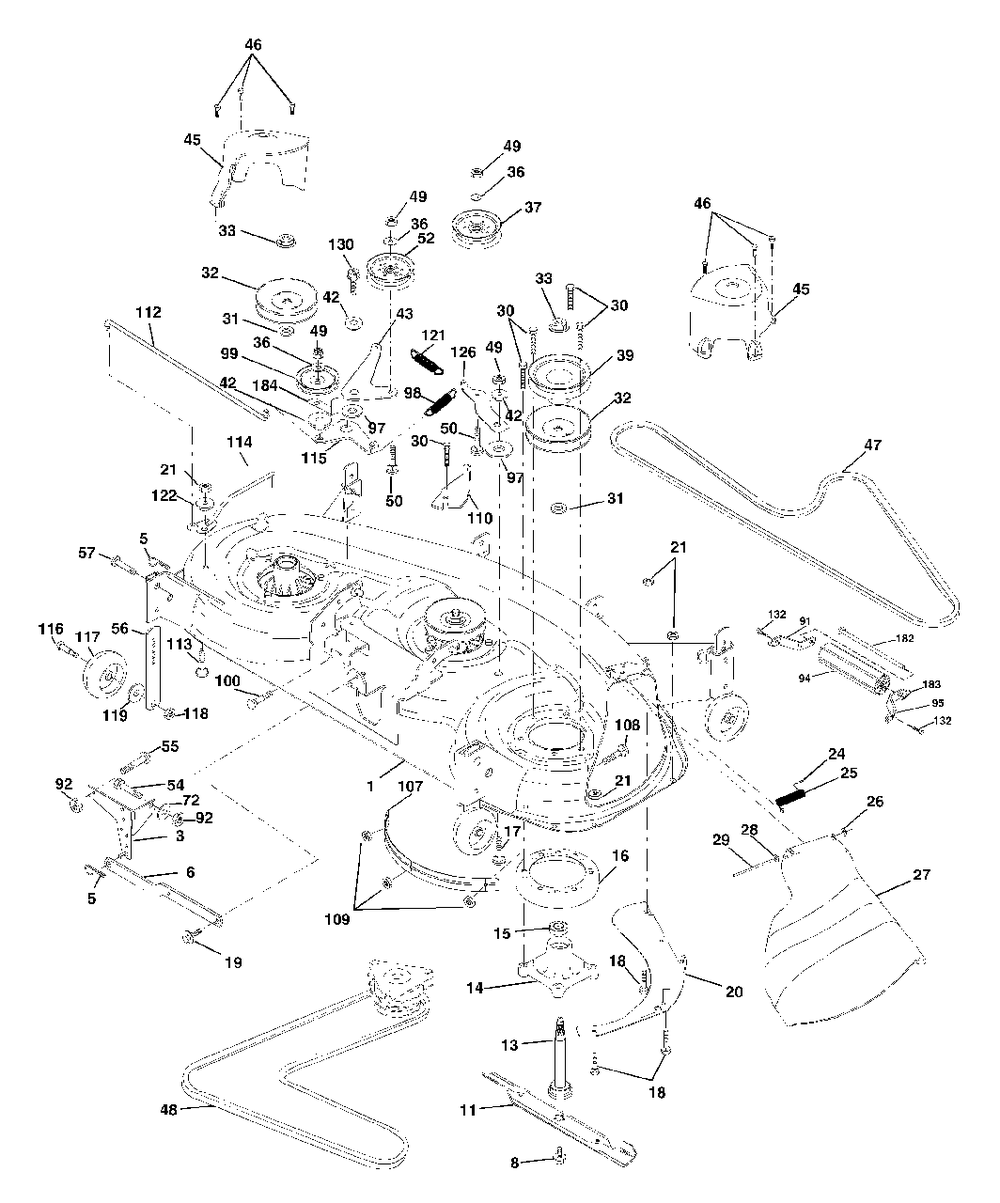 Mower Deck Diagram and Parts List for YTH1848XP (954567260-D)(2001-12) Husqvarna Lawn Tractor