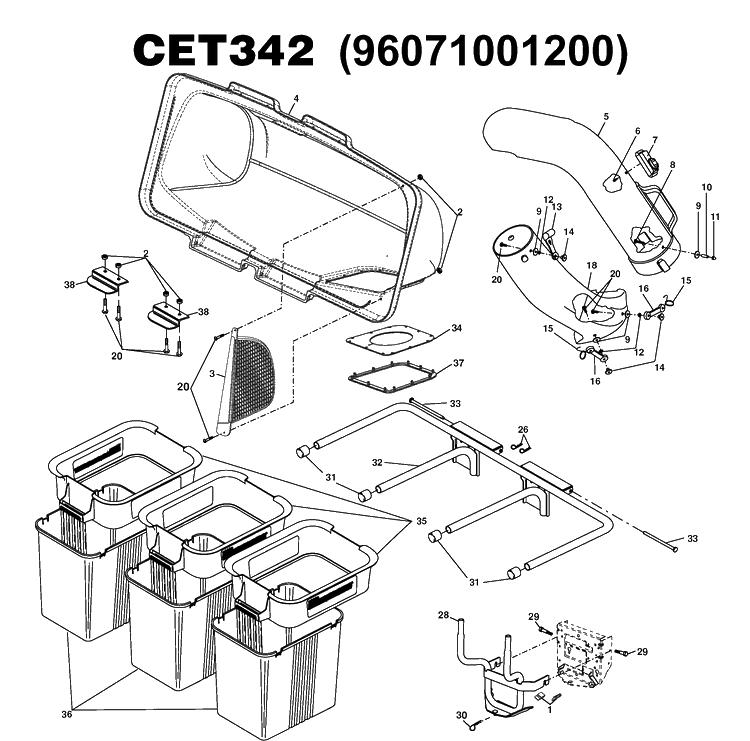 Product Complete Diagram and Parts List for 96071001200 2007-05 Husqvarna Lawn Tractor Accessories