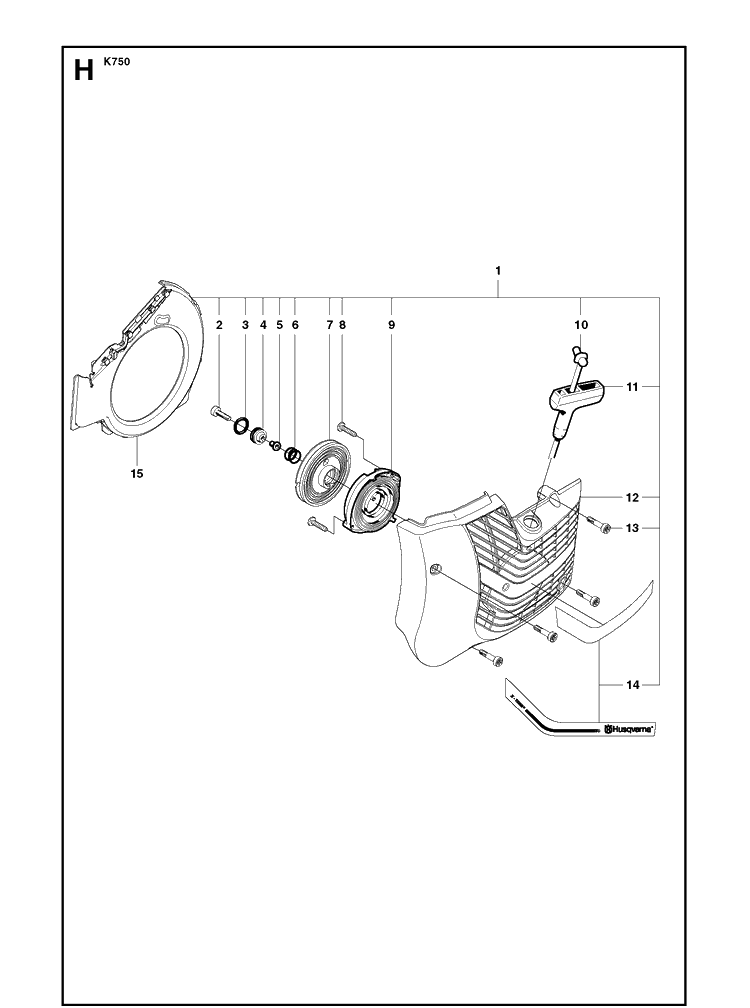 Starter Diagram and Parts List for K750 2009-07 Husqvarna Lawn Tractor Accessories