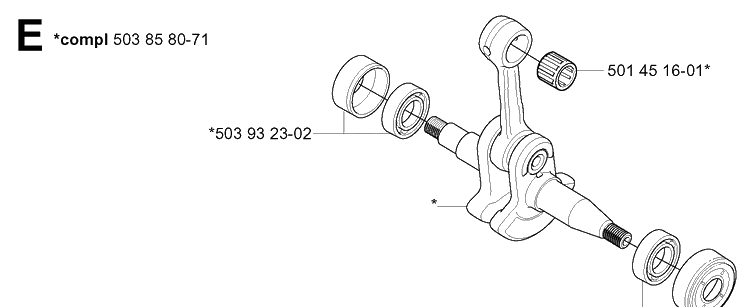 Crankshaft 2 Diagram and Parts List for 345 20013500001-20030100000 Husqvarna Chainsaw