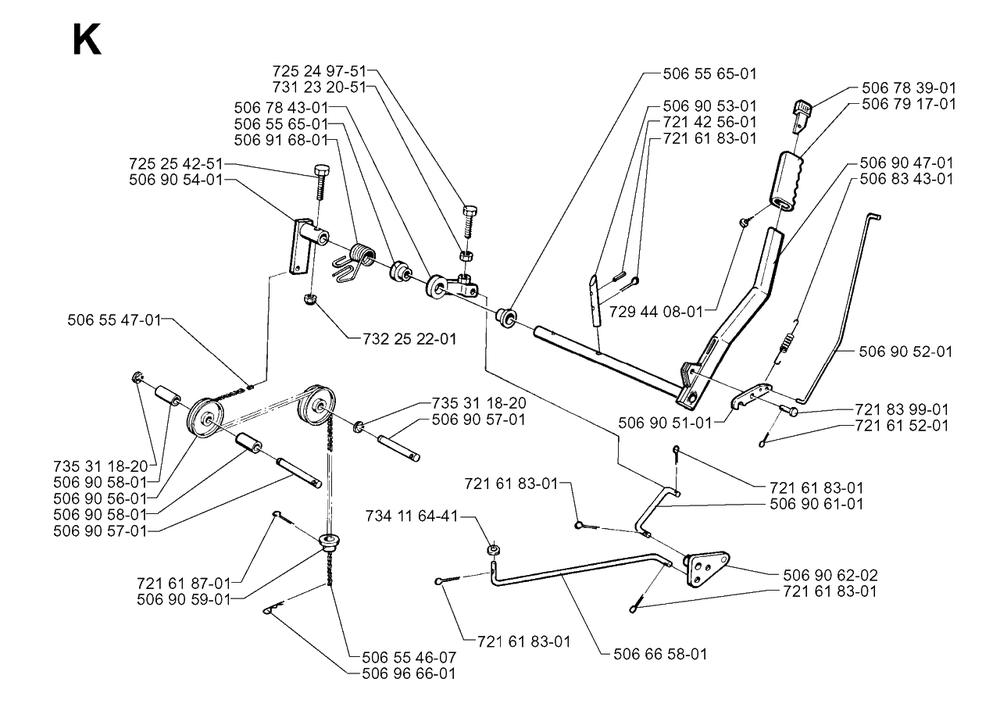 Controls Diagram and Parts List for R11BIO 1999-04 Husqvarna Lawn Tractor