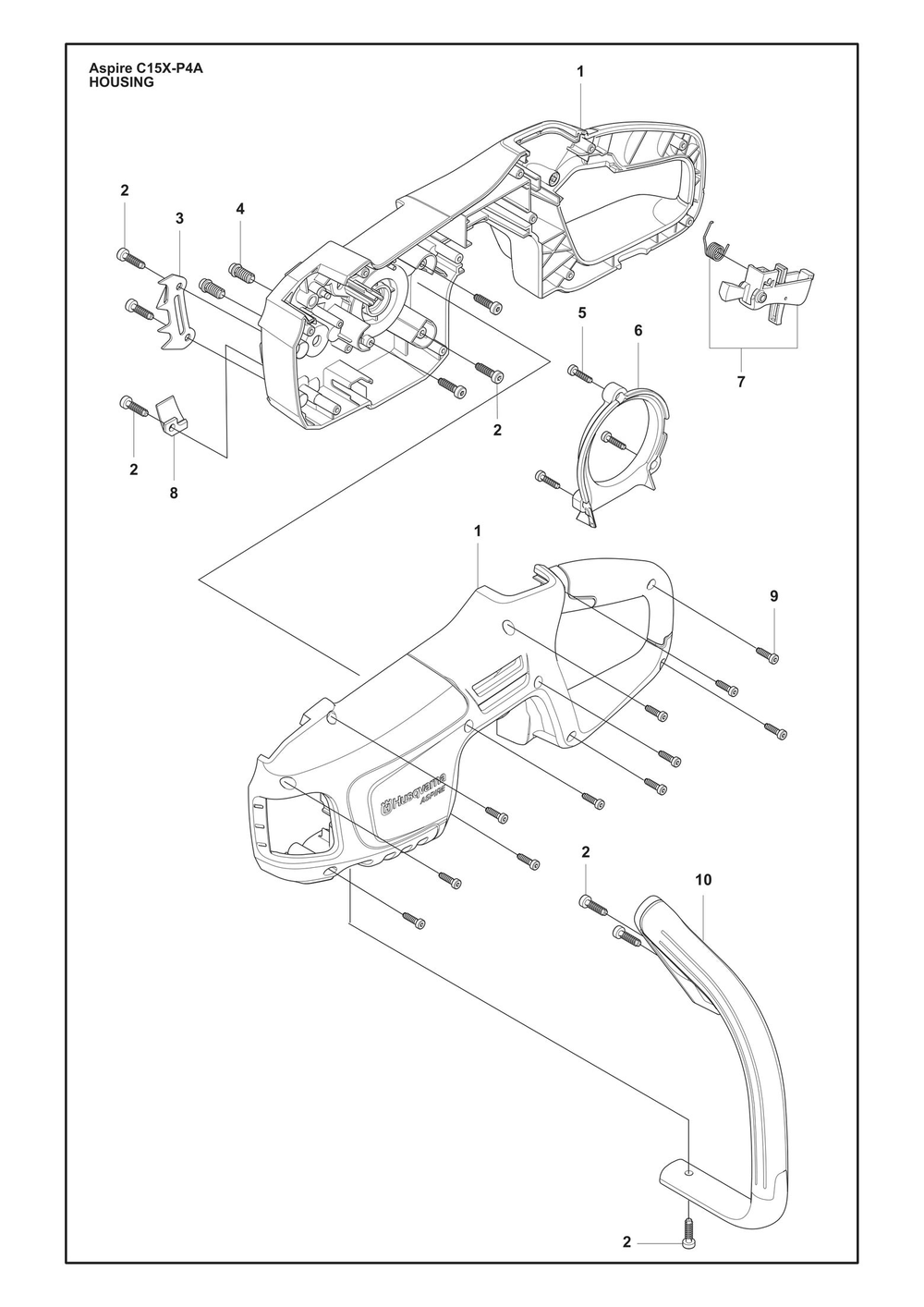 Housing Diagram and Parts List for C15X-P4A  Husqvarna Chainsaw